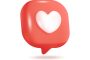 Like icon 3d vector illustration. Heart symbol in red bubble for social media or applications in cartoon style isolated on white background. Online communication, digital marketing concept